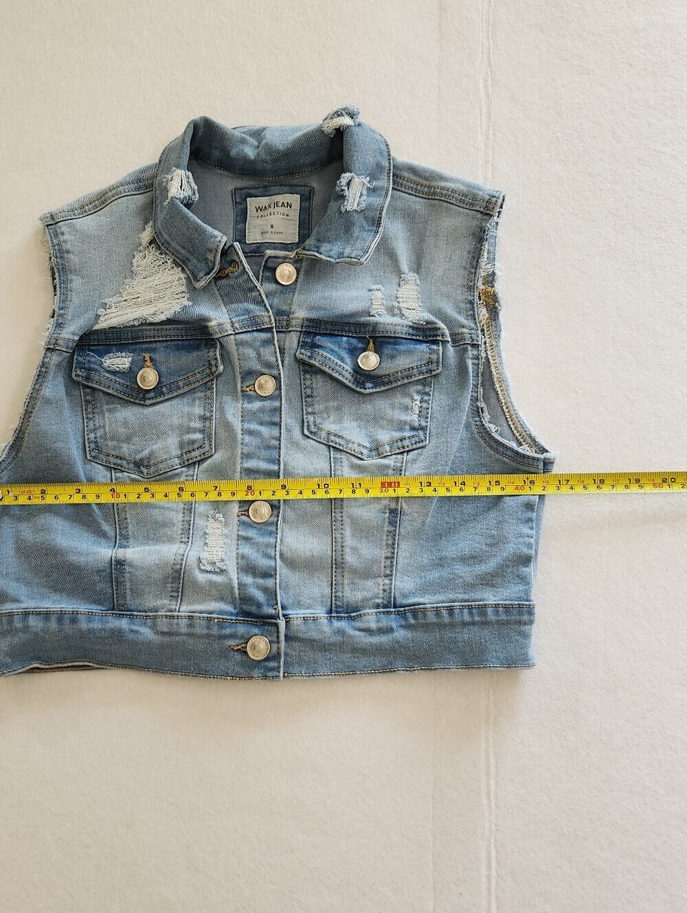 Wax Jean Light Blue Denim Vest Size Medium - Picture 5 of 7